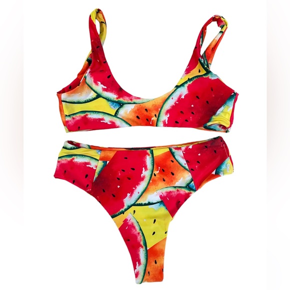 SHEIN High Wasted Watermelon Bikini with Removable Pads Size M - Picture 2 of 4